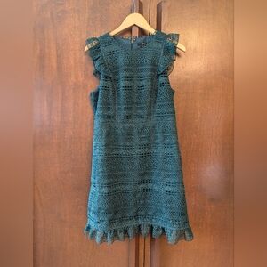 J. Crew Deep Green Lace Midi Dress